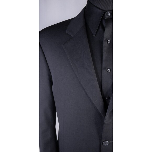 Savile Row 2-Pcs Suit Solid Black Blazer Jacket Pants 42R Short Pants 40X26 - Picture 5 of 16